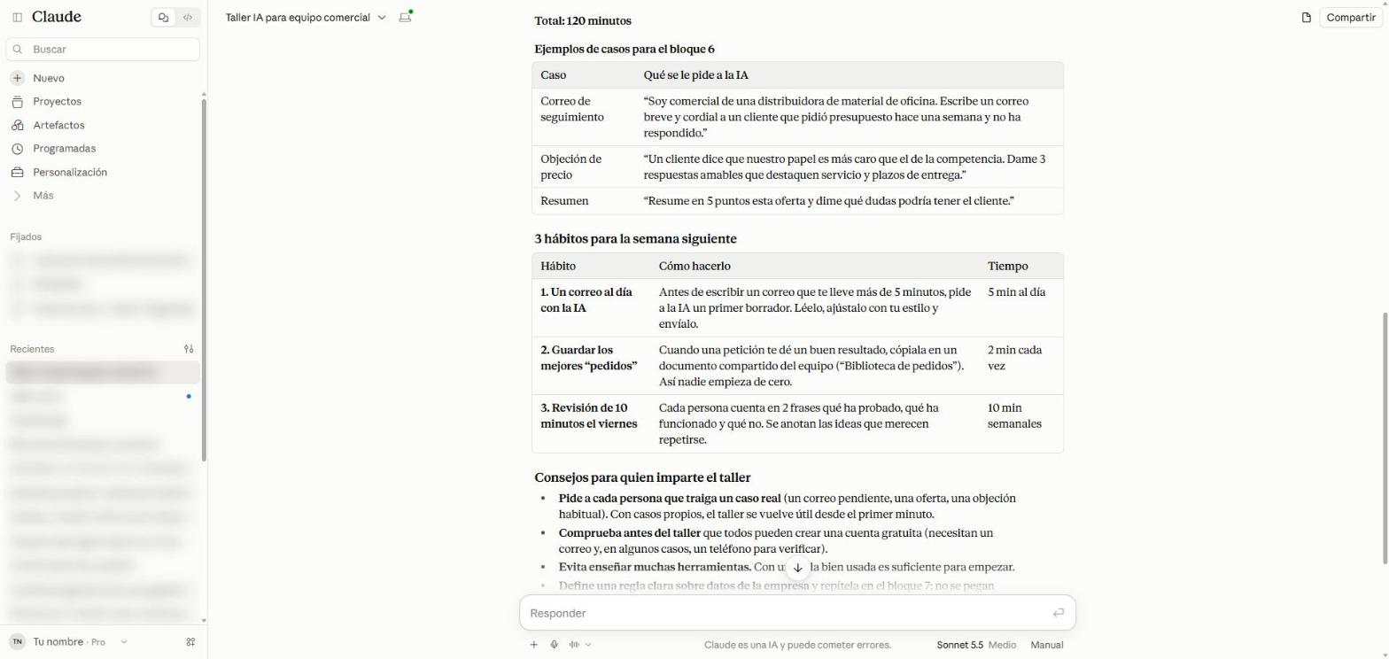 Tabla de ejemplos de casos y tabla de 3 hábitos para la semana siguiente con columnas Hábito, Cómo hacerlo y Tiempo