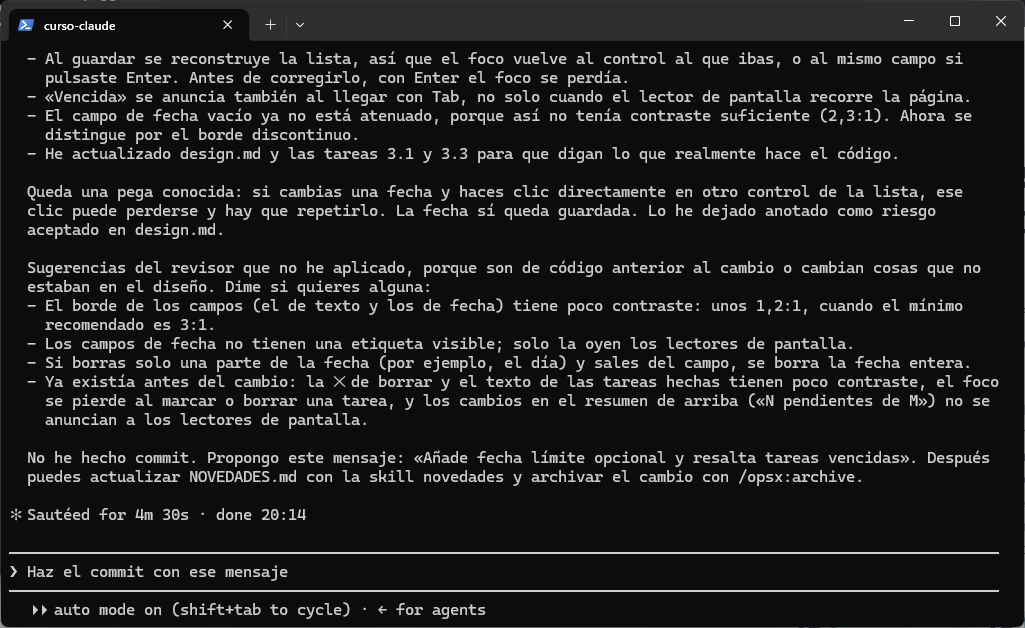 Cierre de la implementación: mejoras aplicadas, una pega conocida anotada como riesgo aceptado, sugerencias del revisor no aplicadas por estar fuera del diseño y propuesta de commit