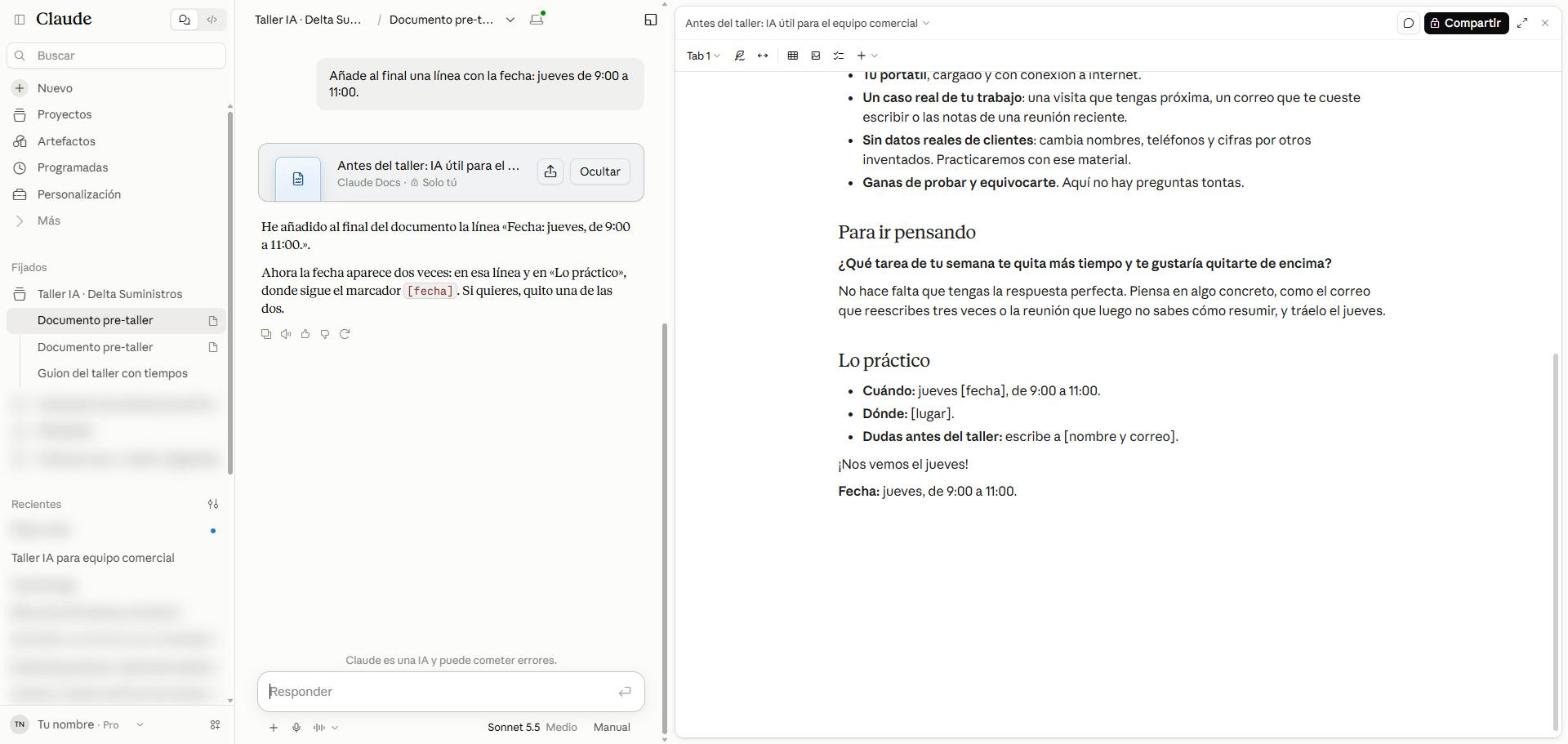 Final del documento con la sección Lo práctico, la despedida y la nueva línea Fecha: jueves, de 9:00 a 11:00
